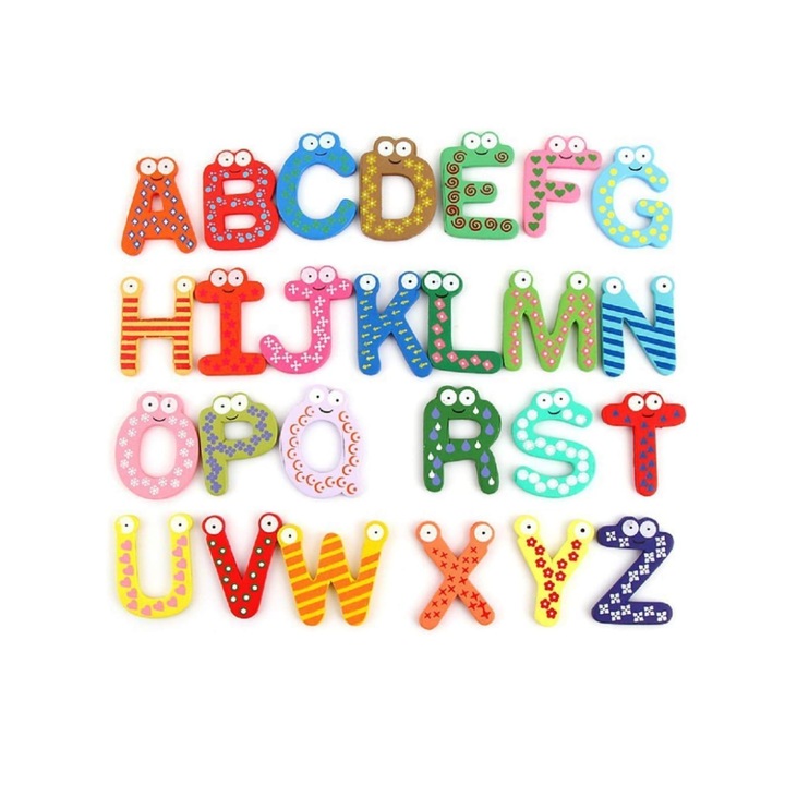 Cifre si Litere, magnetice, din lemn, pentru Frigider, pentru Tabla magnetica, Figurine Amuzante