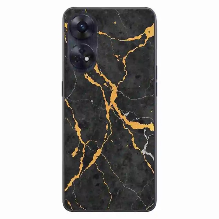 Калъф, съвместим с Oppo Reno8 T 4G Silicon Gel Tpu Модел Noir Gold Marble
