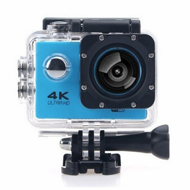 Camera video sport 4K HD, impermeabila, 60x41x25mm, albastra