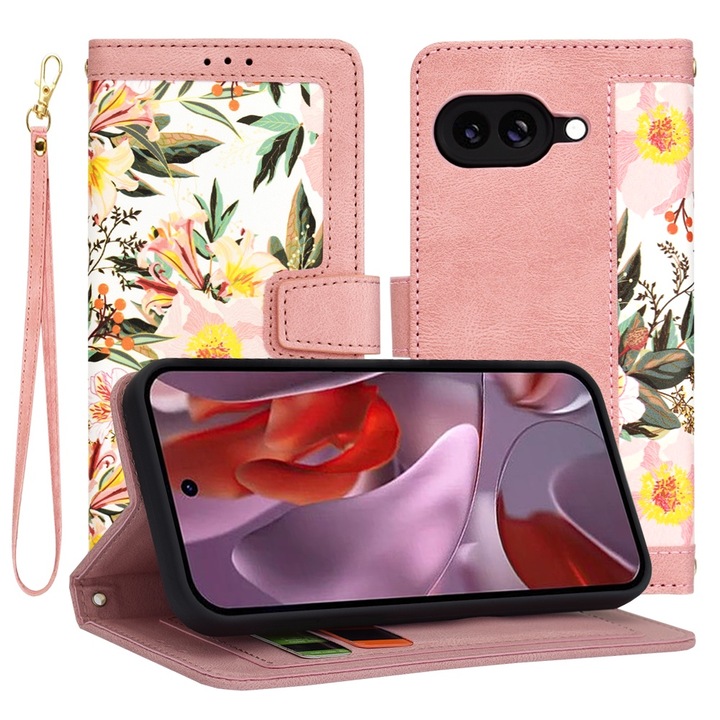 Калъф за Google Pixel 9a, I60, Еко кожа, Sweetheart Pink