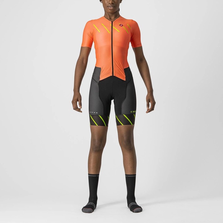 Costum de triatlon cu maneca scurta Castelli Free Sanremo W SS de dama, Portocaliu, XS