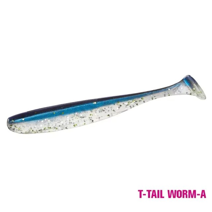 Set 10 buc shad Tsurinoya T-Tail Soft Lure 10cm A, Transparent|Albastru