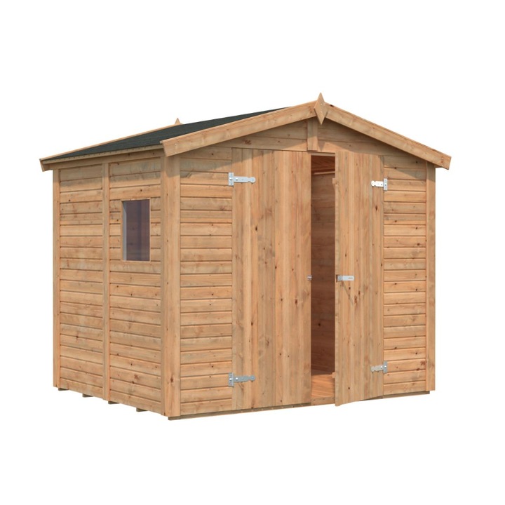 Casuta de gradina, magazie pentru depozitare 4, 5m2 realizata din lemn tratat DIPPED, dimensiuni - 243x190 cm, culoare maro