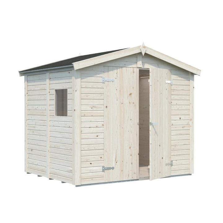 Casuta de gradina, magazie pentru depozitare 4, 5m2 realizata din lemn tratat DIPPED, dimensiuni - 243x190 cm, culoare ALB