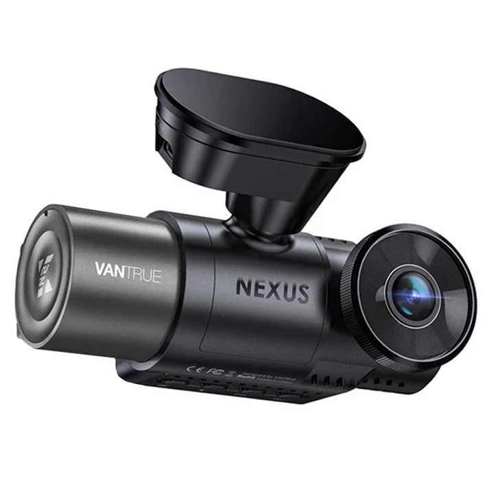 Двойна камера за автомобил Vantrue Nexus 2X отпред и отзад 2.7K + 1080P, WiFi 5GHz, 165° + 158°, 2” екран, GPS, G-сензор и мониторинг на паркиране