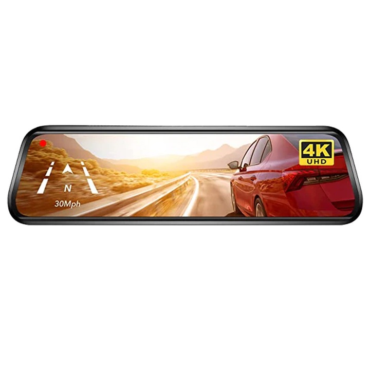 Wolfbox G930 4K első-hátsó tükör autókamera, WiFi éjszakai látás, 170°-os, 10” érintőképernyő, GPS, G-érzékelő, parkolásfigyelő