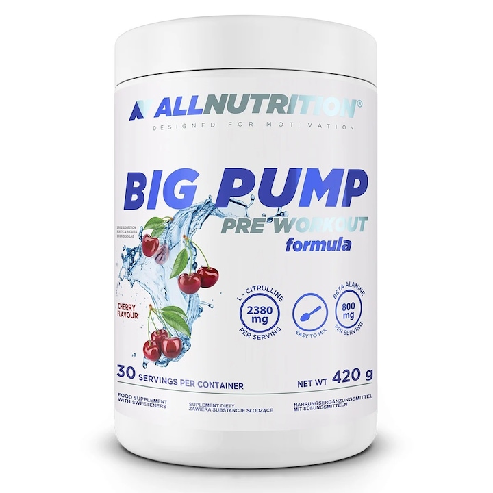 Pre Workout Allnutrition Big Pump Pre-Workout, Cireasa, 420g, pre-antrenament, pompa