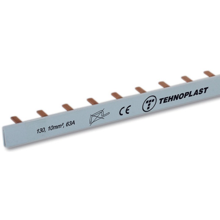 Bara busbar tip pieptene Izolata, Busbar 130 Tehnoplast, 56x1 Pini, Lungimea 1000mm, 10mm², 63A