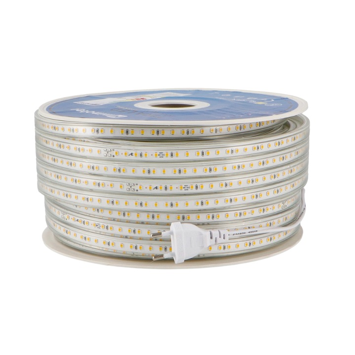 Banda LED 220V SMD2835 Fast Ledme, Impermeabila, IP65, 14.4W/m, rosu, 50 metri