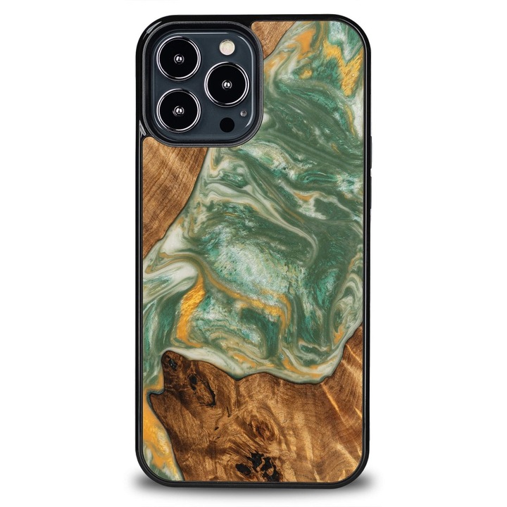 Husa telefon Bewood Unique pentru iPhone 13 Pro Max, lemn si rasina, design unic, 100% protectie, multicolor