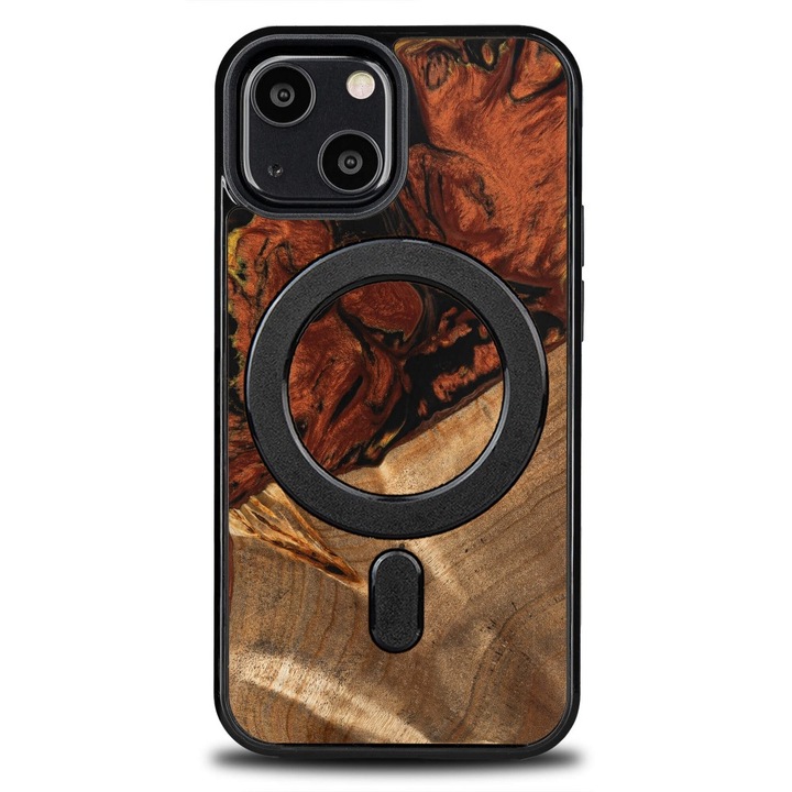 Etui telefon Bewood Unique pentru iPhone 13 Mini, lemn si rasina, 100% protectie, design unic, multicolor