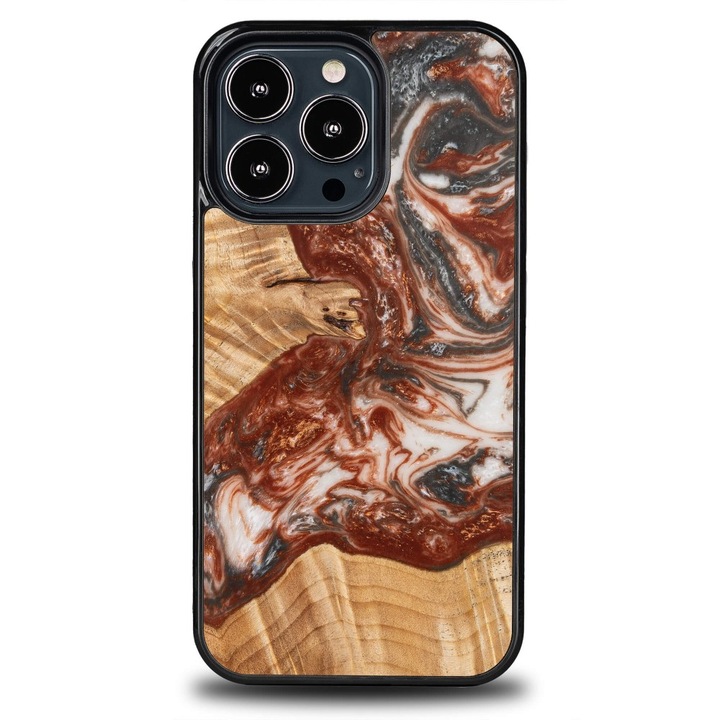 Husa telefon Bewood Unique pentru iPhone 13 Pro, lemn si rasina, 100% protectie, design unic, multicolor