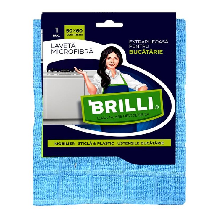 Laveta microfibra pentru bucatarie Brilli, extra pufoasa, 50x60cm, 1 bucata/set