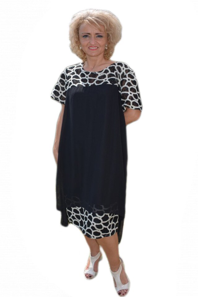 Rochie de ocazie din voal, D&J Exclusive, negru/bej, 56 EU, Negru/Bej