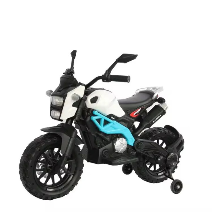 Motocicleta electrica pentru copii cu un motor, sistem multimedia si muzica intergrata, Model Enduro – Albastru