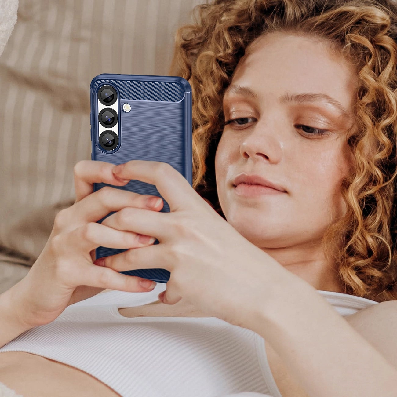 Carcasa Flexible Carbon compatibila cu Samsung Galaxy S25 Blue