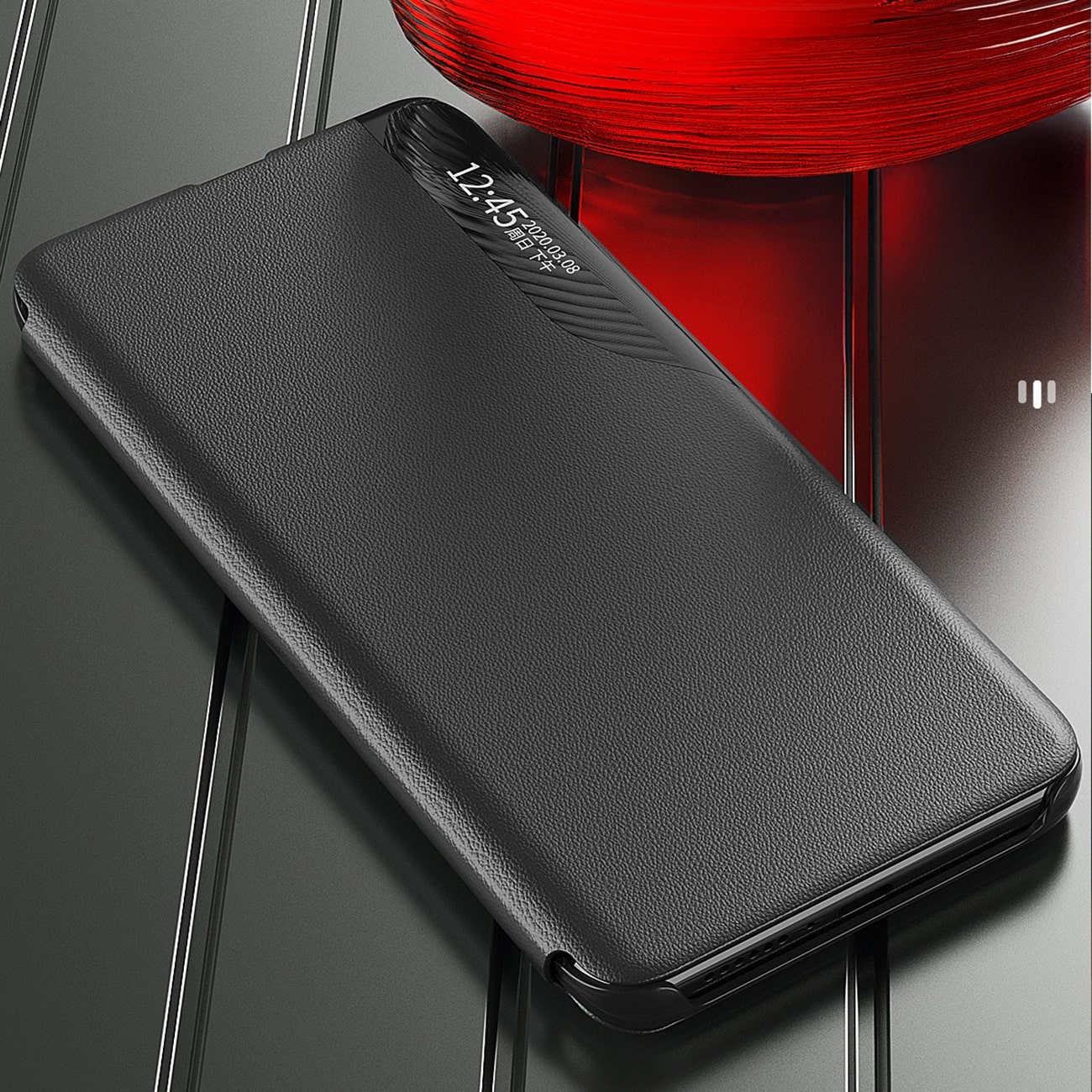 Husa Eco Leather View compatibila cu Samsung Galaxy S24 FE Black
