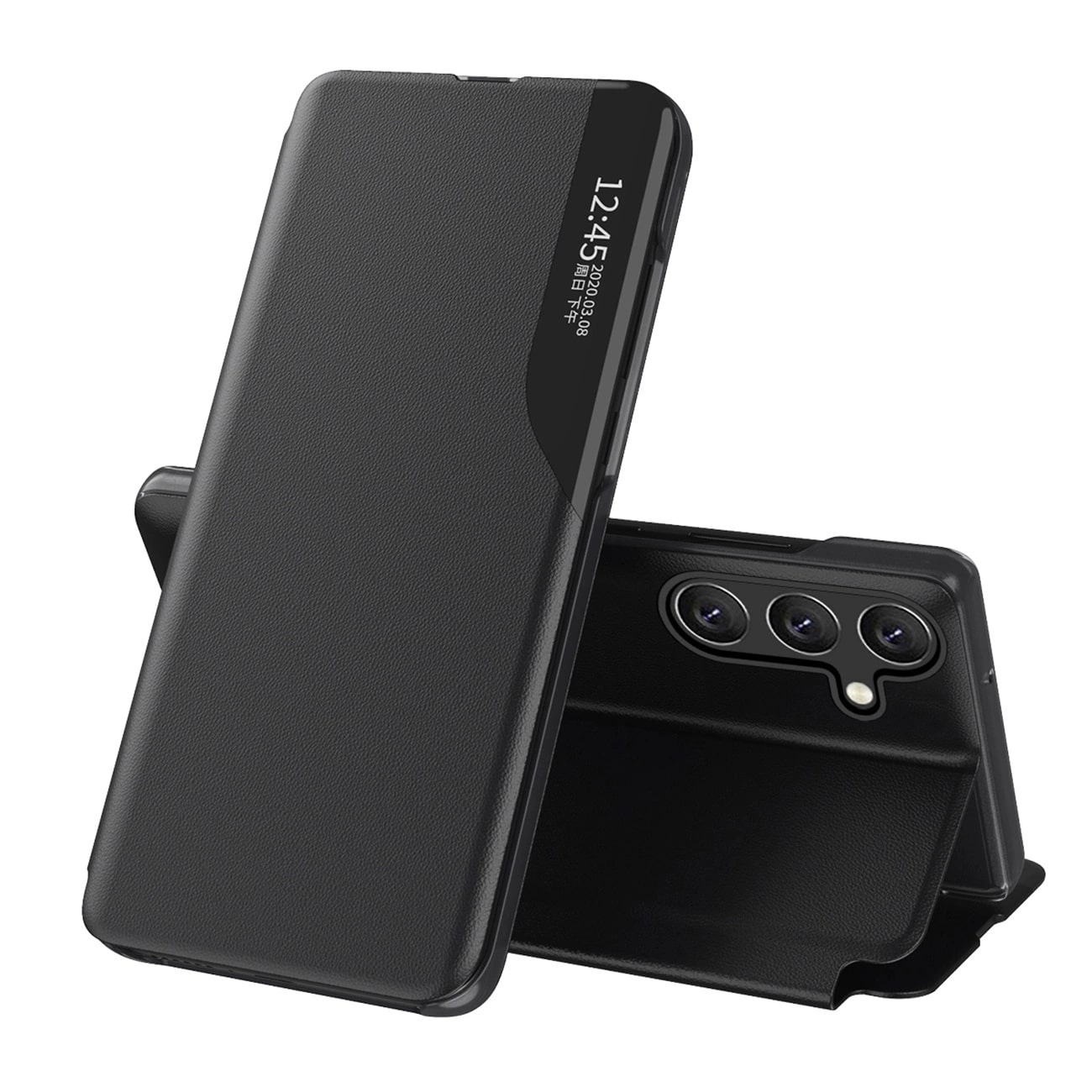 Husa Eco Leather View compatibila cu Samsung Galaxy S24 FE Black