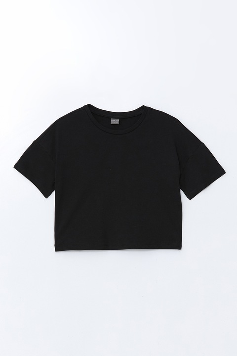 LC WAIKIKI, Tricou crop de bumbac, Negru