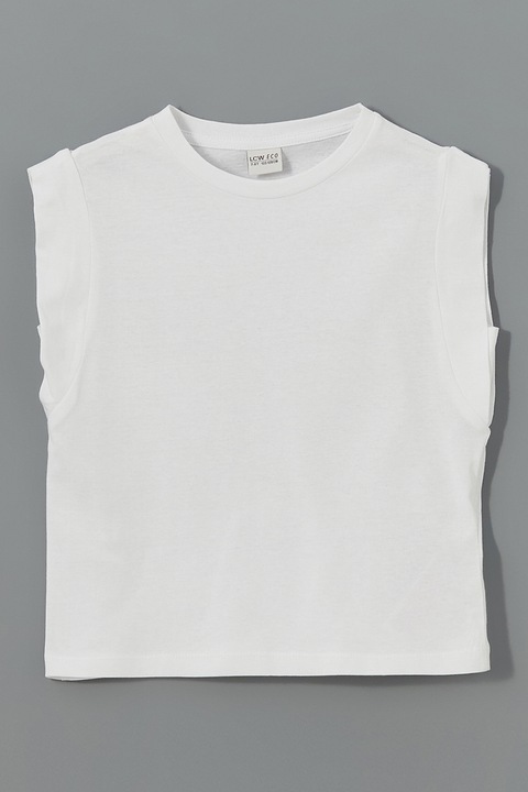 LC WAIKIKI, Top din bumbac cu model uni, Alb murdar