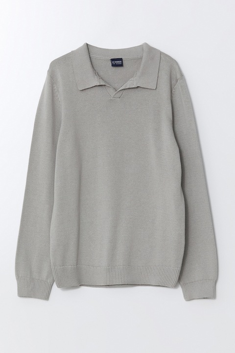LC WAIKIKI, Pulover polo din bumbac, Gri deschis, 134-140 CM