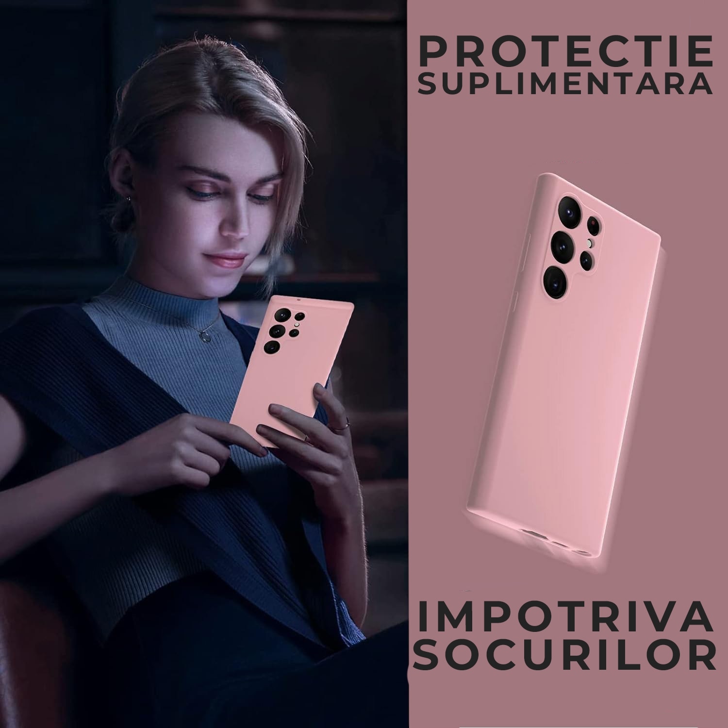Husa pentru Samsung Galaxy S25 Ultra Daden® Silicon SoftFlex, Ultra Slim, Protectie sporita, Interior de microfibra, Roz nisipiu