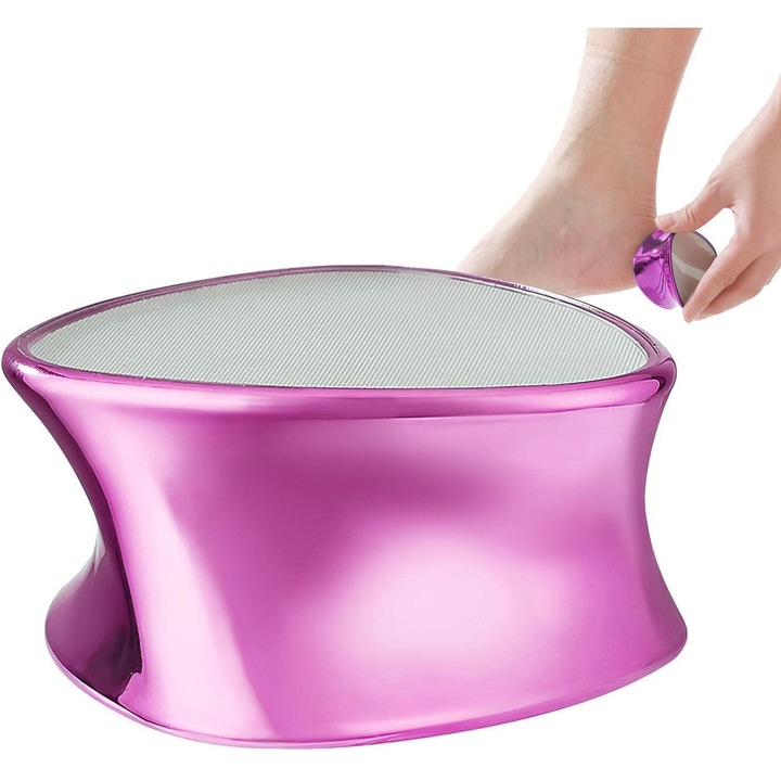 Pila Nano Glass 2 in 1, pentru calcaie si epilare, Roz