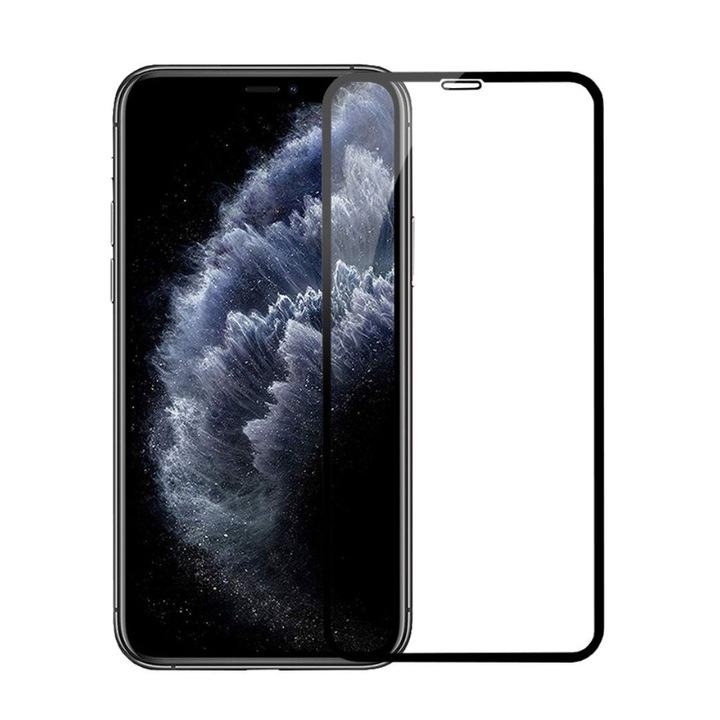 Folie de Protectie din Sticla 21H compatibila cu Iphone XS cu Kit Montare Inclus, Adeziv pe toata suprafata, Protectie Anti-Zgarieturi si Socuri