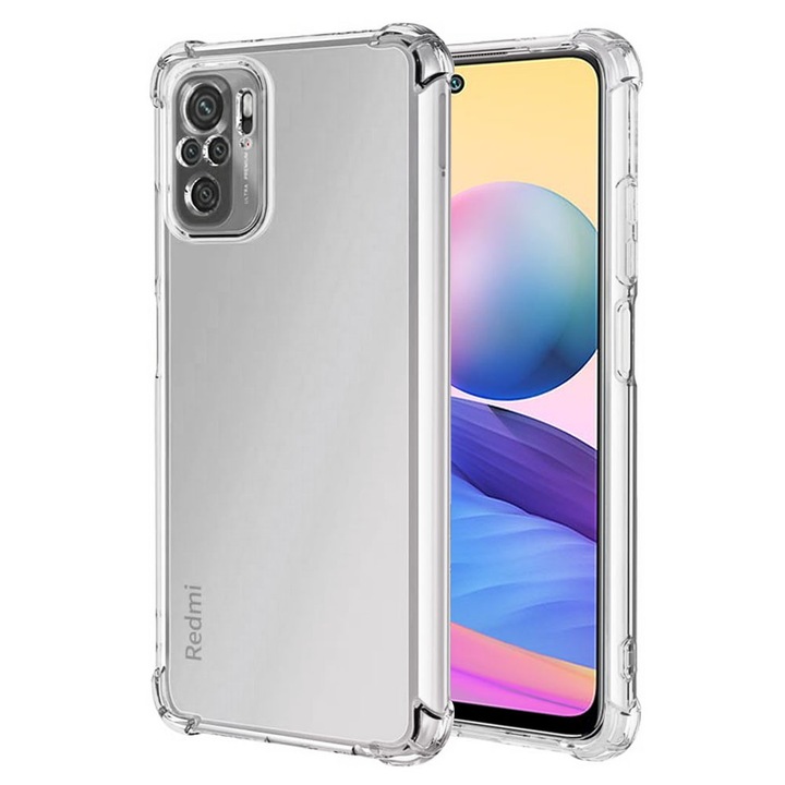 Калъф за Xiaomi Redmi Note 10 4G / Note 10S / Poco M5s - Удароустойчив прозрачен силикон - Прозрачен