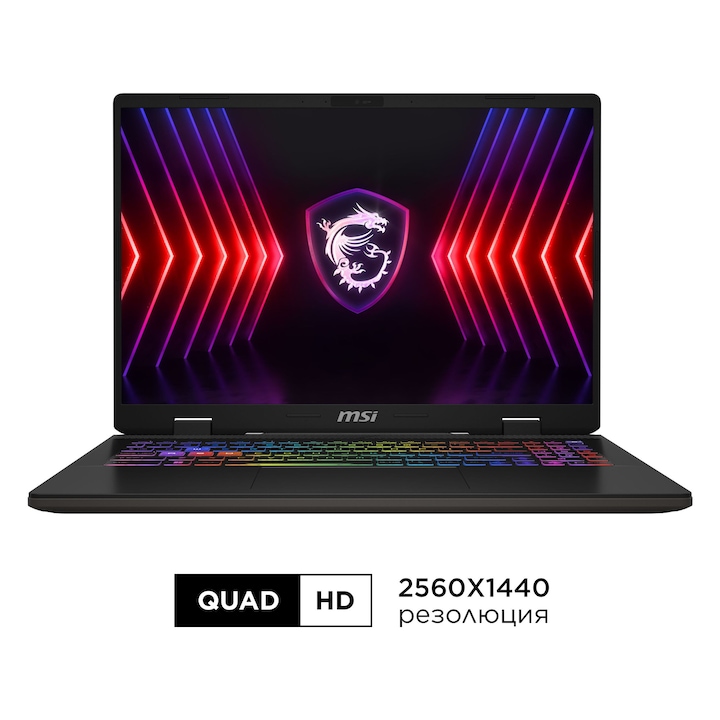Лаптоп MSI Sword 16 HX B14VGKG с Intel Core i9-14900HX (1.6/5.8GHz, 36M), 16 GB, 1TB M.2 NVMe SSD, NVIDIA RTX 4070 8GB GDDR6 DLSS 3, Free DOS, Графит