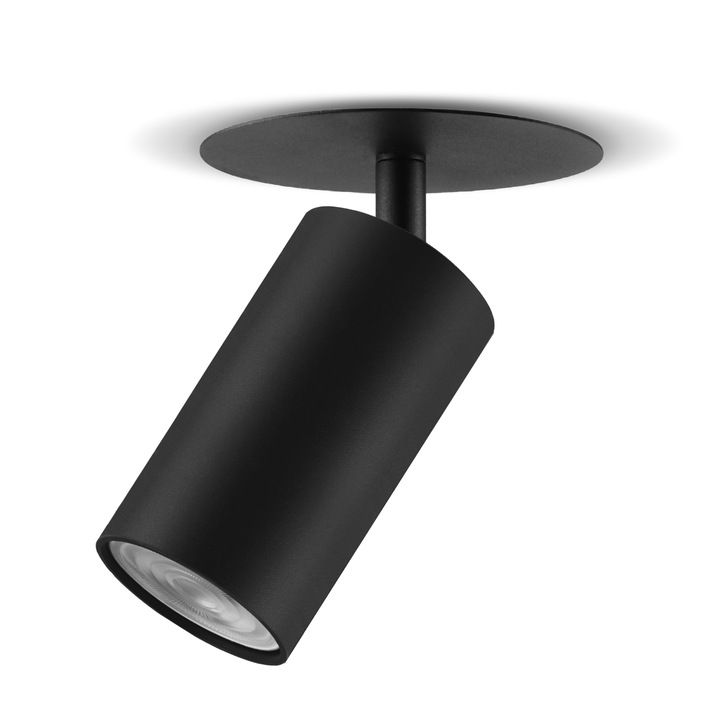 Corp de iluminat incastrat Maclean MCE364 B, spot rotund aluminiu negru, cu bec LED GU10 7W Maclean Energy MCE437, 490 lm, 3000K – iluminare punctuala calda pentru interior