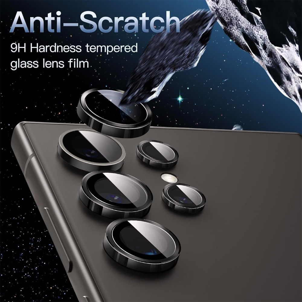 Folie de Protectie Lentile Camera pentru Samsung Galaxy S25 Ultra, Sticla Securizata pentru Lentila, Camera Protejata, Clear Ultra HD Technology, Stronger Adsorption, Case Friendly, Negru