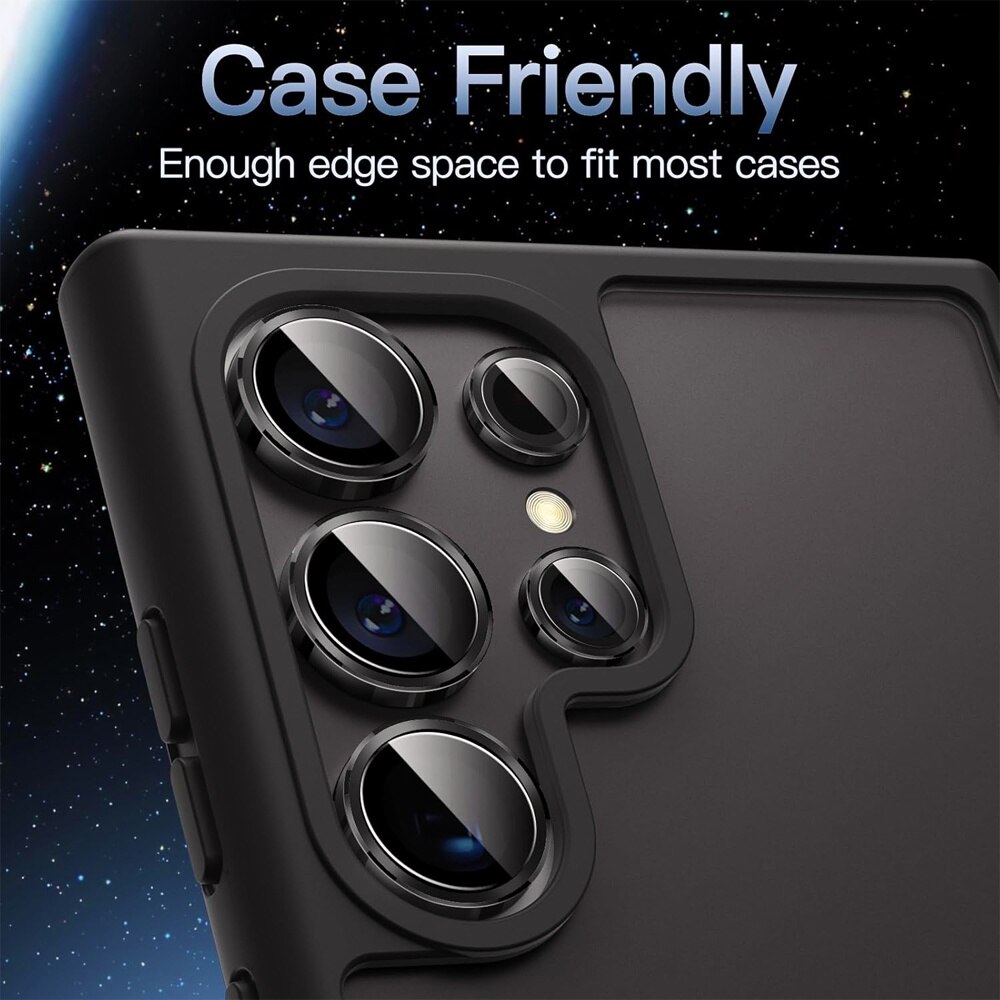 Folie de Protectie Lentile Camera pentru Samsung Galaxy S25 Ultra, Sticla Securizata pentru Lentila, Camera Protejata, Clear Ultra HD Technology, Stronger Adsorption, Case Friendly, Negru