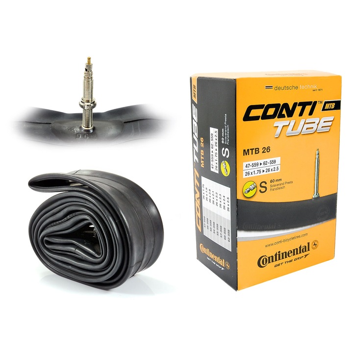 Вътрешна гума за велосипед, Continental, 26", черна