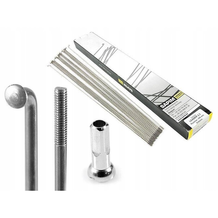 Sapim Leader küllőkészlet 2,3mm 274mm, Polyax 13G mellbimbók, ezüst, 18 db