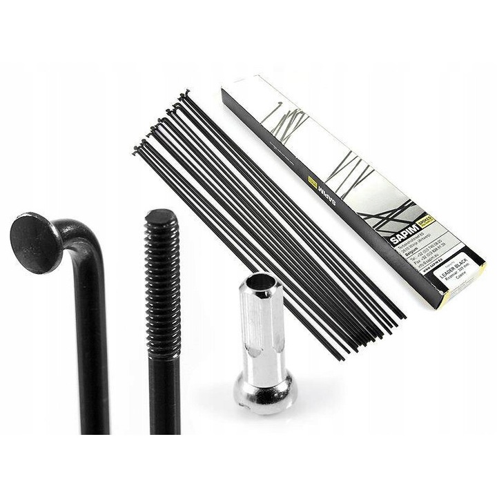 18 db Sapim Leader 2,3 mm-es küllős készlet, 300 mm, fekete, 14 mm-es szűkítő mellbimbóval