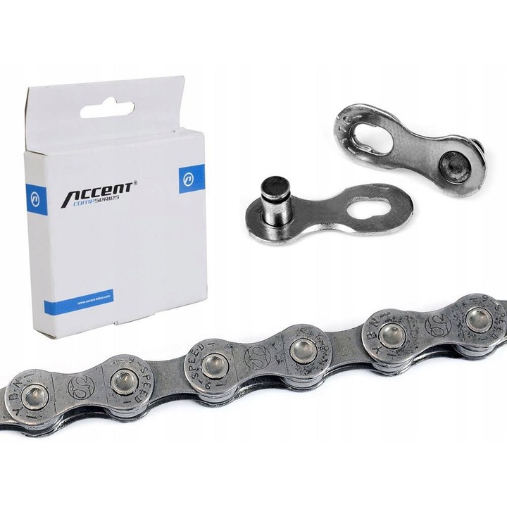 Accent Chain AC-901 9-редов, устойчив на износване, сив, 116x6.6mm