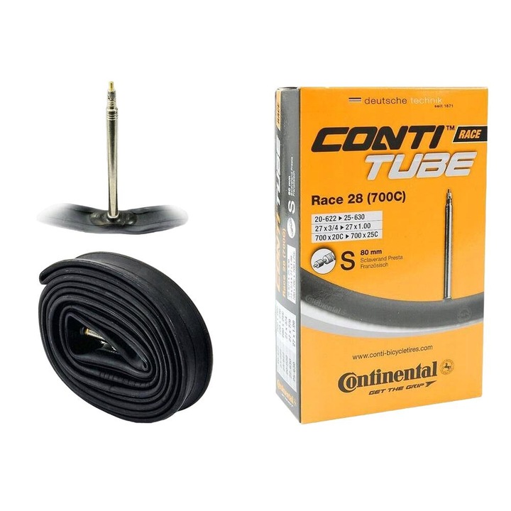 Велосипедна вътрешна гума, Continental, 28 x 0.75, черна