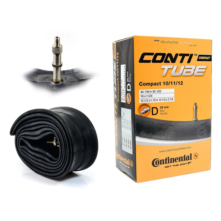 Continental belső cső 10''-12'' x 1,75''-2,5'', Dunlop szelepek, 26 mm