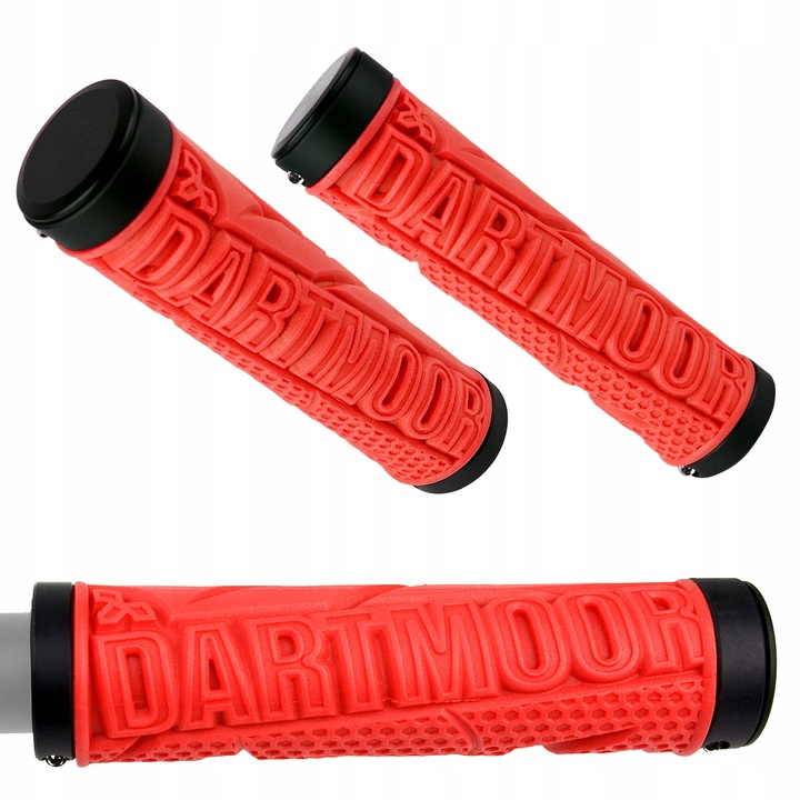 Mansoane bicicleta Dartmoor Roots 130mm, rosii, 22x33mm, set cu capace aluminiu