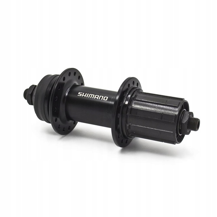 Butuc spate pentru bicicleta, Shimano, Aluminiu, 8-11 viteze, 36H, 135mm, Negru