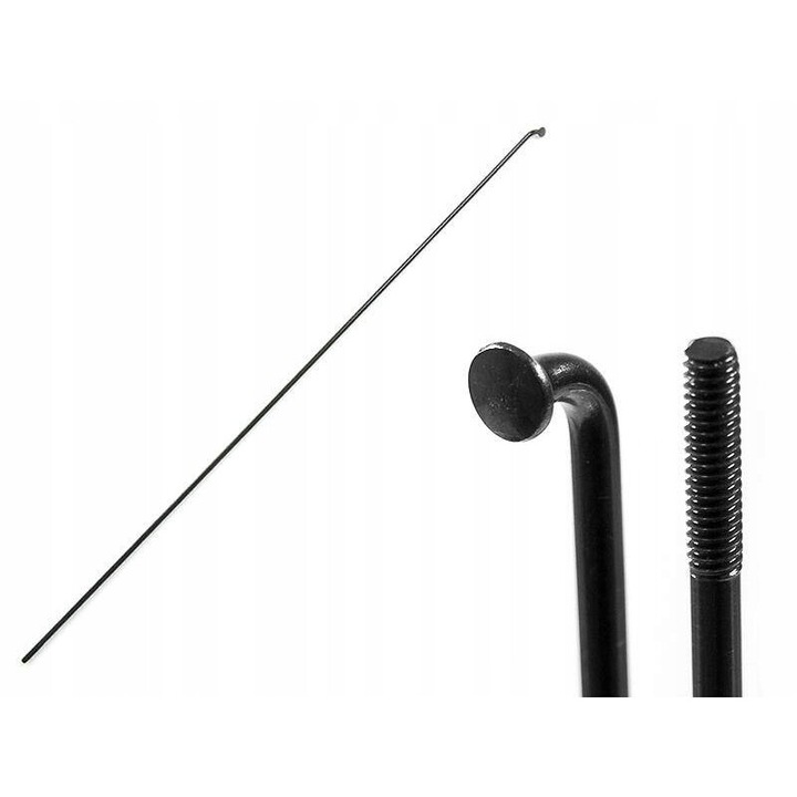 SLE kerékpár küllő, 2 mm x 265 mm, horganyzott acél, fekete, 1 darab