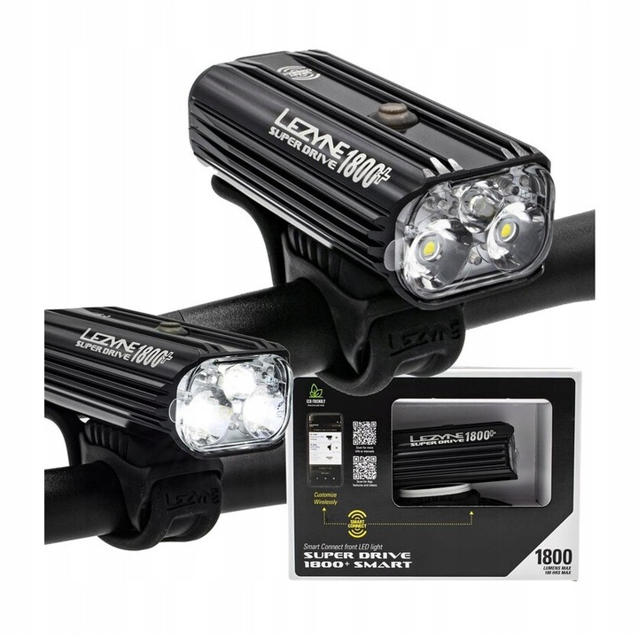 Фар за велосипед, Lezyne, 1800 лумена, IPX7, 100 x 60 x 46 mm, черен