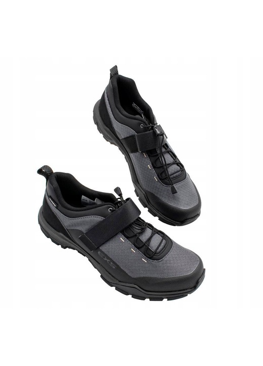 Shimano férfi kerékpáros/túracipő, hálós/ökológiai bőr, fekete/szürke