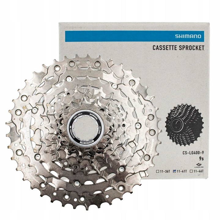 Caseta bicicleta Shimano Cues CS-LG400, 9 viteze, 11-41, grafit, 553g