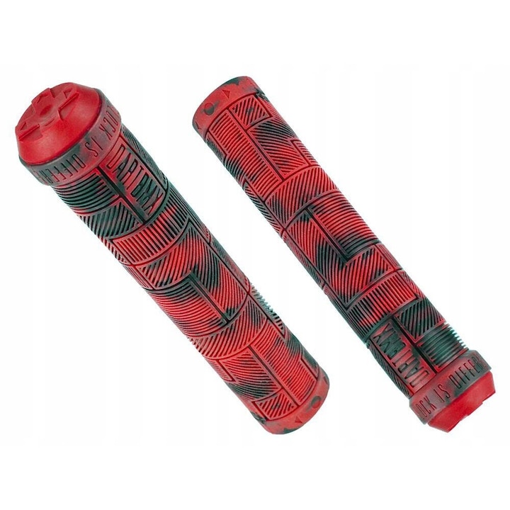 Set 2 mansoane bicicleta, Dartmoor Block BMX, Cauciuc, Rosu/Negru, 159mm