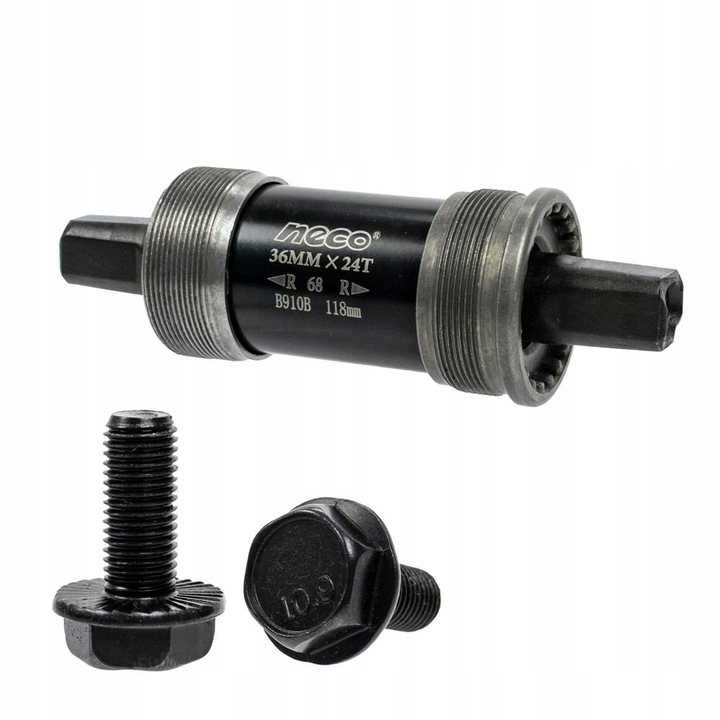 Insertie pedalier Neco B910, otel, 68x118mm, pentru ax cu profil patrat, 350g, negru/argintiu