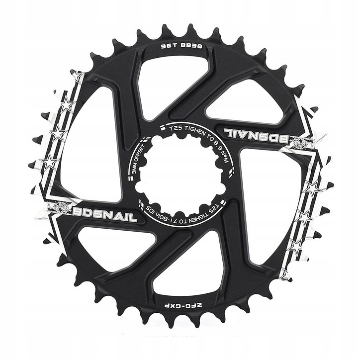 Foaie angrenaj pentru bicicleta, SNAIL, aluminiu, negru