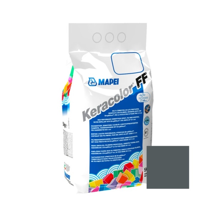 Фугираща смес за плочки и камък Mapei Keracolor FF, 114 антрацит, интериор/екстериор, 5 кг