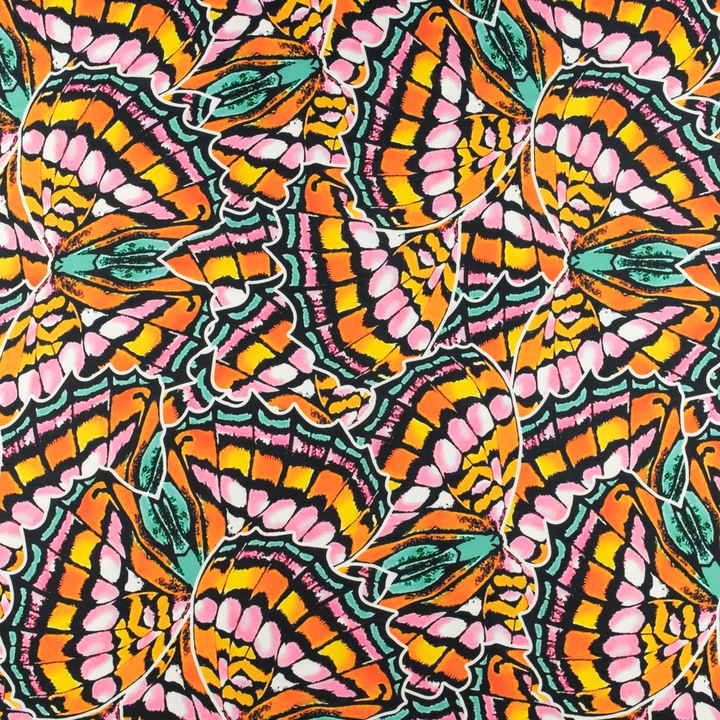 Tesatura Din Vascoza In Portocaliu Fluture, pentru cusut fete de masa, perdele, rochii, tesatura taiata 150x50cm, Si Roz